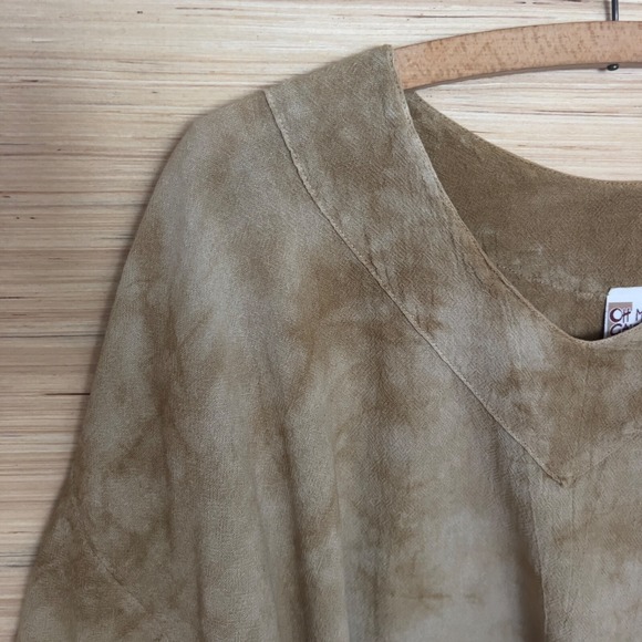 Oh My Gauze! boxy short sleeve top size 1 cotton ombre tan oversized minimalist‎ - Picture 2 of 8